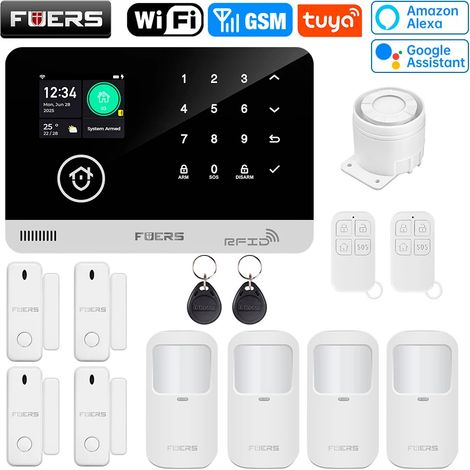 (Pack 7) Système d'alarme intelligent Wi-Fi GSM pour la sécurité de votre domicile  système d'alarme antivol sans fil 433 MHz (1/5)