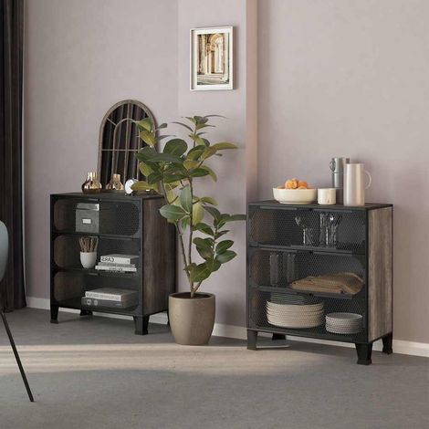 vidaXL Armarios de almacenaje 2 uds metal y MDF gris (1/5)