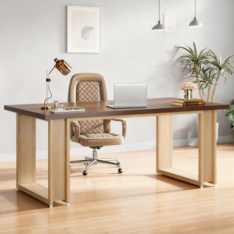 160 cm Computertisch, schlichter Holztisch, großer rustikaler brauner Tisch für Büro und Homeoffice