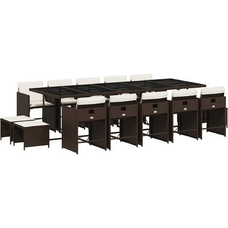 Maison Exclusive - Set comedor de jardín y cojines 15 pzas ratán (1/5)