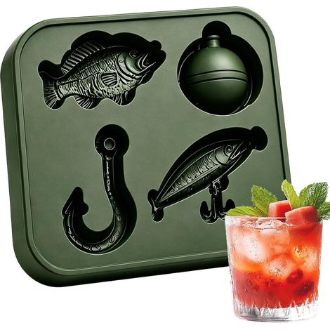 Moldes para hielo - Molde realista para whisky con temática de pesca y 4 rejillas (1/5)
