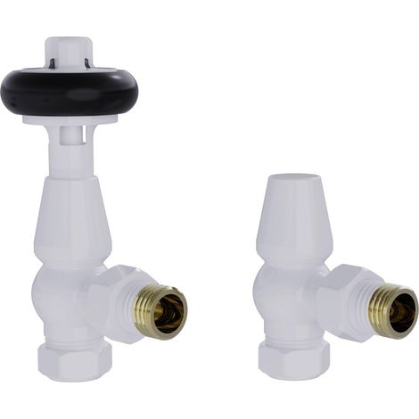 Warmehaus Chelsea Traditional Angled TRV Thermostatic Radiator Valves White