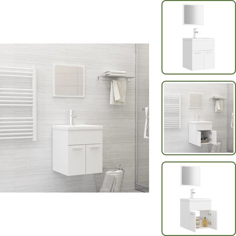 Muebles de baño - vidaXL Conjunto de muebles de baño madera contrachapada blanco - Baño moderno