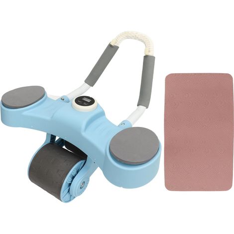 Lot abdominal double rond bleu pour home gym, équipement fitness roue abdominale musculation hommes femmes exercices core. (1/5)