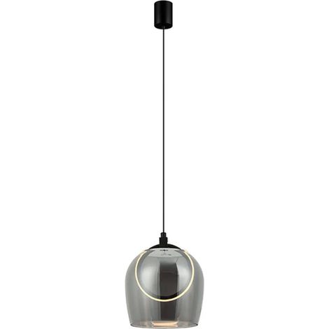 [NEUWERTIG] B-Ware Zambelis Hängeleuchte Pendelleuchte Led Glas Rauchgrau 1 Flammig 23078 20 Cm