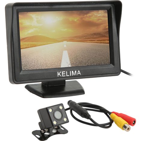 Kit caméra de recul 4 LED et moniteur de recul de 4,3 pouces, vue grand angle de 120°, étanche IP68, fonction de vision nocturne, convient aux voitures, camions et SUV. (1/5)