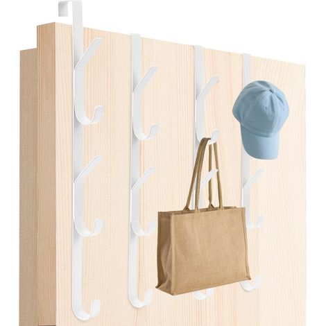 Lot 4 portants porte-manteau 5 crochets inox blanc 3 cm porte salle bains veste chapeau serviette