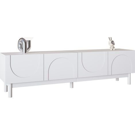 TV Cabinet with Curved Wave Design - Modern TV Stand with Shelves & Stabilizing Legs, Media Storage Unit for Living Room (1/5)