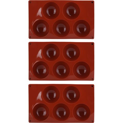 3-teilige Silikon-Halbkugel-Backform, 5 Mulden, ideal für selbstgemachte heiße Schokoladenmousse-Torten (1/5)