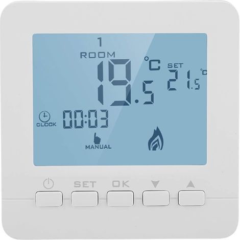 Thermostat de Chauffage écran LCD Intelligent Régulateur de Température Ambiante Programmable pour Maison Chaudière à Murale au Sol- (1/5)
