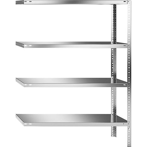 Scaffale di prolungamento in Acciaio Inox AISI 304 con 4 piani 90 x 30 altezza h 200 cm