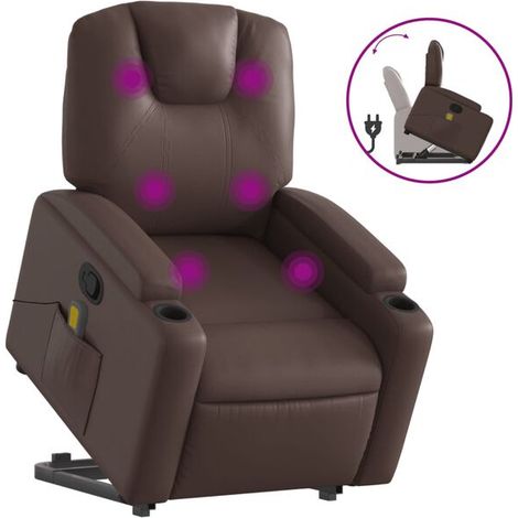 Fauteuil de massage inclinable en similicuir marron (1/5)