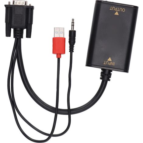 Adaptateur VGA vers HDMI 1080p avec Audio USB pour Ordinateur Portable et PC de Bureau