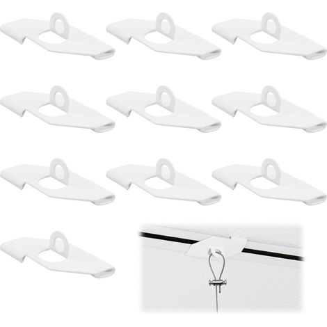 Packung mit 10 Deckenclips mit Ösen zur Deckenmontage ohne Bohren.