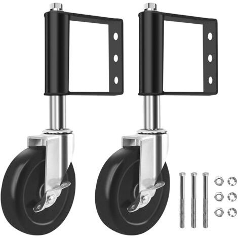 QORVA-2PCS Roulettes à Ressort,4 in Roulettes Pivotantes Robustes Industrielles Avec Frein,Roulettes pour Meubles Roulettes de Portail en Caoutchouc,Absorption des Chocs Montage à 3 Trous,capacité de