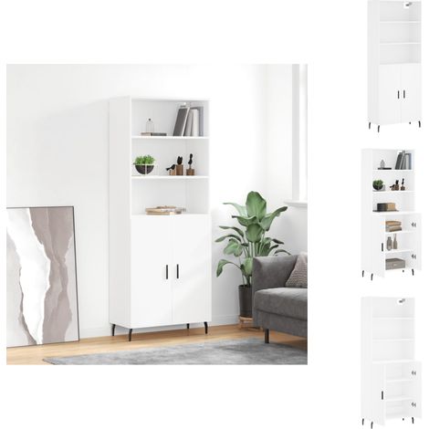 Sideboards - Living Highboard Weiß 69,5x34x180 cm Holzwerkstoff (1/5)