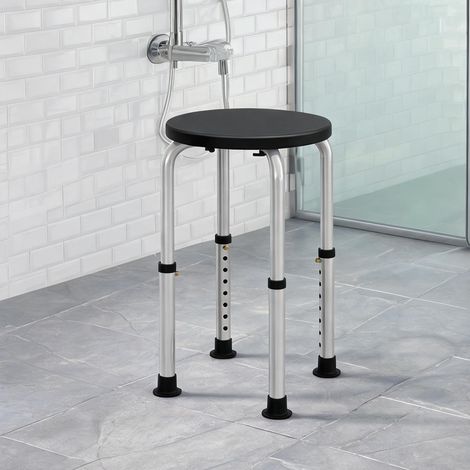 Aluminium ergonomique tabouret de douche réglable sécurité noir (1/5)