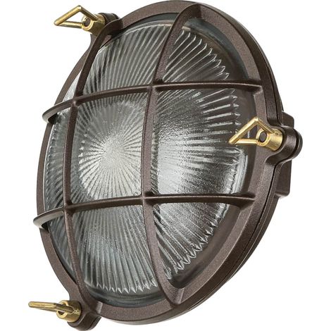 Außenwandleuchte Messing massiv IP64 E27 Ø 21 cm Maritim Außenlampe Wand Hof