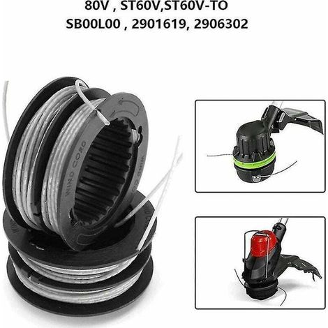 Accessoire pour débroussailleuse Bobine de débroussailleuse compatible avec les recharges Greenworks Sb00l00 St60v Dual Line (1/4)