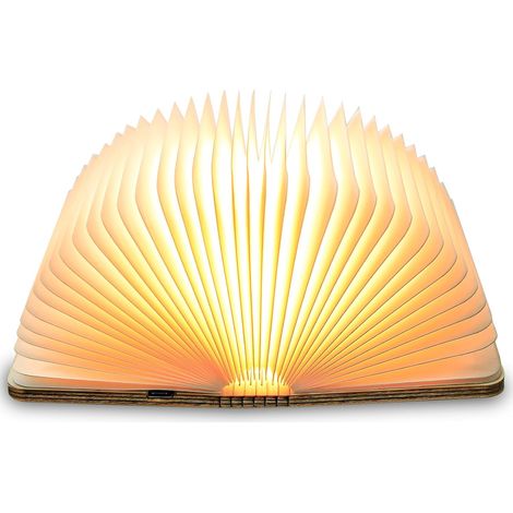 Lampe de livre LED en bois, idée cadeau de Noël, lampe de livre magnétique pliable, lampe en papier LED rechargeable par USB, lampe décorative avec batteries 2000 mAh