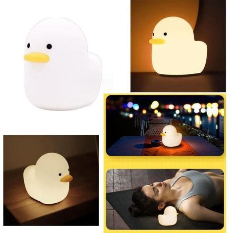Veilleuse bébé,Lampe de Chevet avec minuteur,Veilleuse Bébé en Silicone Canard,Veilleuse endormie Enfant,pour camping,Chambre,maison (1/4)
