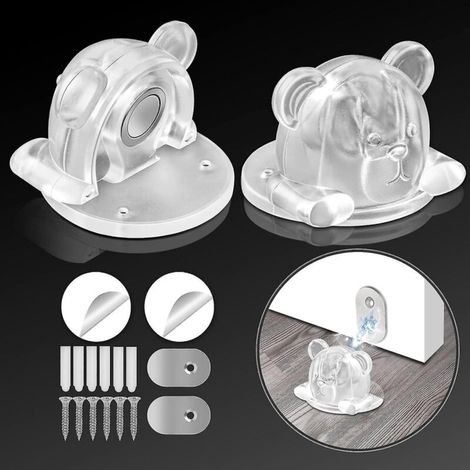 Magnetischer Türstopper, niedlicher transparenter Bär, dekorativer magnetischer Türhalter aus Silikon. (1/4)