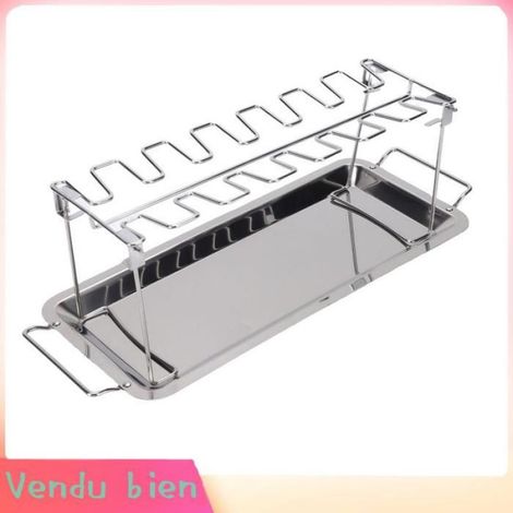1 Grille de cuisson, Acier inoxydable, 12 fentes, Avec plateau d'égouttage, Pour four grill fumoir camping (1/4)