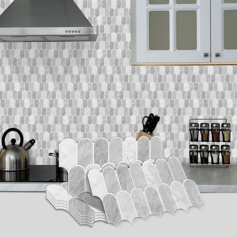 Sticker Adhésif Marbre Imperméable - Lot de 6 Autocollants Muraux 30x15cm pour Cuisine, Salle de Bain, Salon et Chambre (1/5)