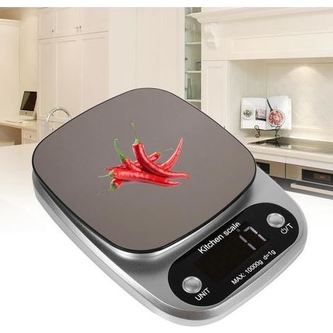 bilancia elettronica digitale da cucina LCD da 10 kg/g per pesatura di alimenti. (1/4)