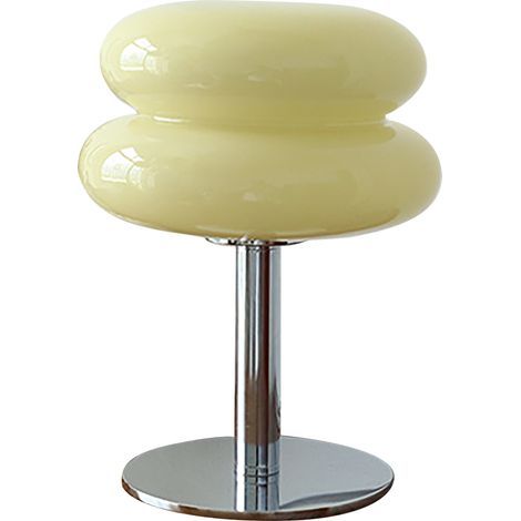 Beige macaron-style glass table lamp with 3-color dimmer and USB port (1/5)