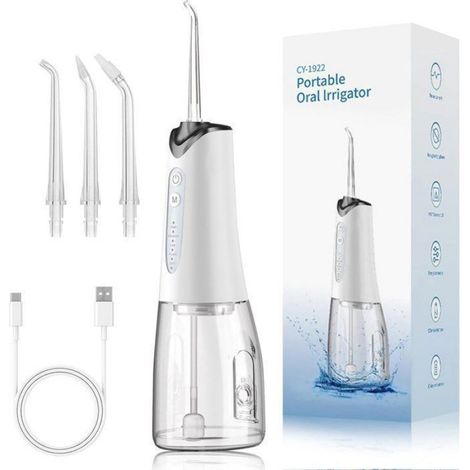 Hydropulseur buccal - Douche buccale - Nettoyage des dents - Soin des gencives - Hydropulseur buccal sans fil - Portable ave (1/4)