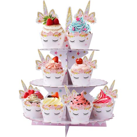 Présentoir à cupcakes licorne à 3 étages (30 x 35 cm) (1/5)