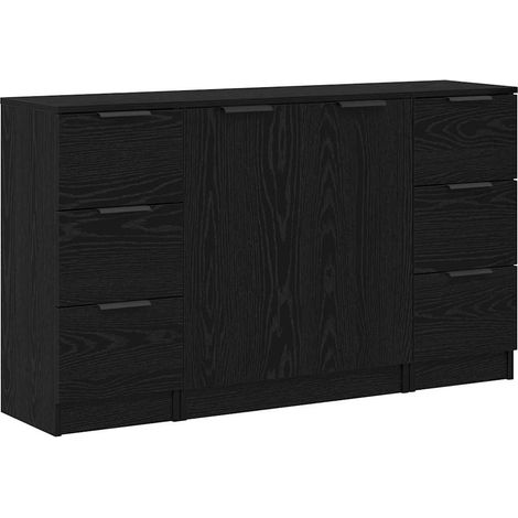 3 pcs Buffet,Bahut,Meuble de Rangement Chêne noir 121 x 30 x 70 cm Bois d'ingénierie CFW36486 (1/5)
