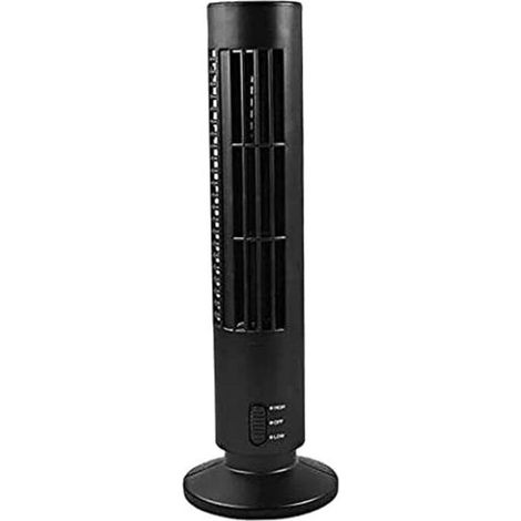 Ventilateur de tour, ventilateur sans lambe à oscillation de tour pour les chambres, salons, cuisine, 2 vitesses, 13 pouces (noir), sans lambe, portable (1/5)