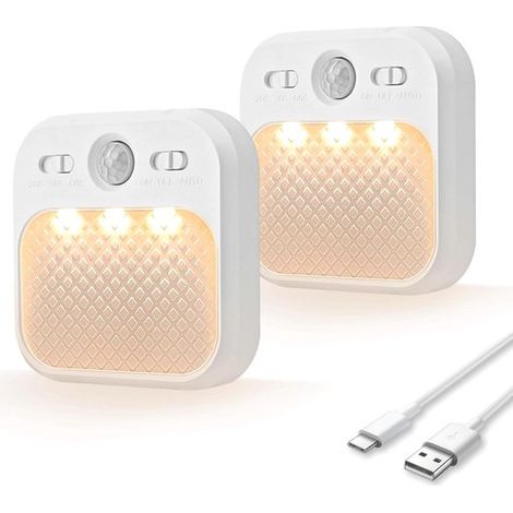 Luz nocturna LED con detector de movimiento y recargable por USB Regulable y de bajo consumo (1/5)