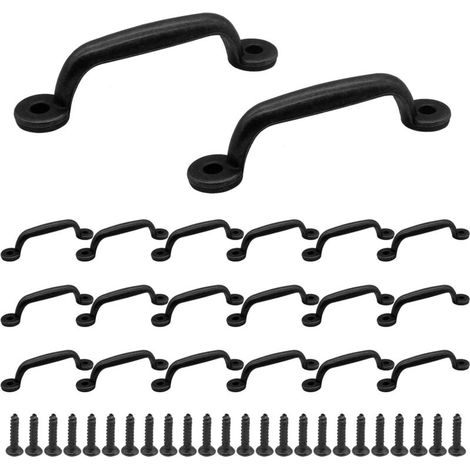 Poignées de tiroir noires - pour tiroirs coulissants, armoires, commodes, cuisines, buffets, coffres - 9 x 1,7 cm - Lot de 20 (1/5)