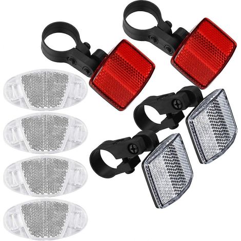 Lot de 8 réflecteurs de vélo avant et arrière, supports de réflecteurs pour rayons de roue, accessoires de vélo pour VTT (1/5)