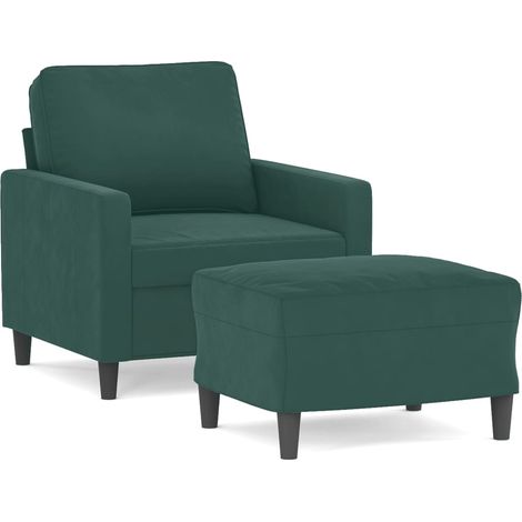Maison Exclusive - Sessel mit Hocker Dunkelgrün 60 cm Samt