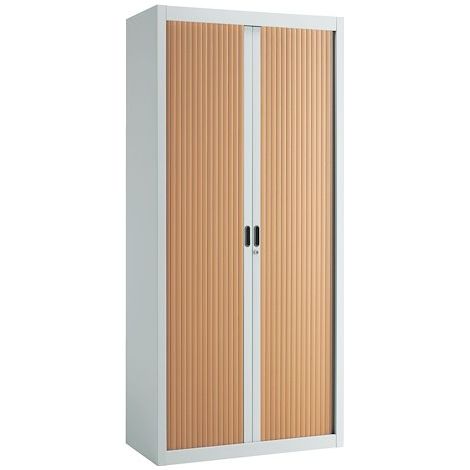 Armoire à rideaux démontables Economique 195 x 90 cm gris clair-hêtre - Maxiburo
