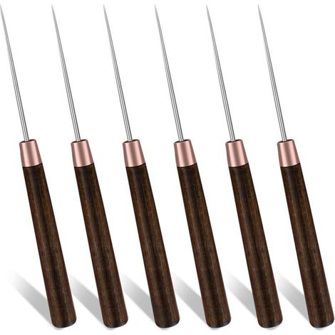Ensemble de 6 poinçons à long manche en bois pour le travail du cuir, la couture du cuir, avec boîte de rangement pour poinçonner, coudre, bricoler, outils en cuir, réparation