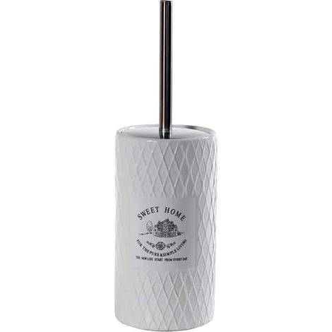 PORTA SCOPINO IN CERAMICA CON DECORO SWEET HOME 37 CM IN COLORE BIANCO