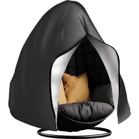 Housse de protection pour fauteuil suspendu - Housse pour fauteuil suspendu - 230x200 cm - Oxford 190T - Zwart - Universelle - Imperméable - Avec fermeture éclair - Avec cordon de serrage - Pour faute (1/5)