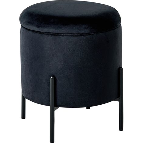 Pouf mit Stauraum WENONA Samtstoff Schwarz (1/5)