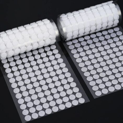 Scratch Autocollant Rond, 500 Paires 10mm Cercles avec Crochet et Boucle Auto Adhésifs, 1000PCS Autocollantes Hook & Loop Pastille Adhesive, Autocollantes Points Arrière Dots Coins (1/5)