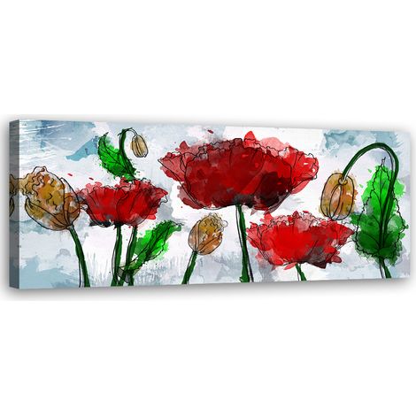 Tableau sur toile Fleurs abstraites peintes 90x30 (1/5)