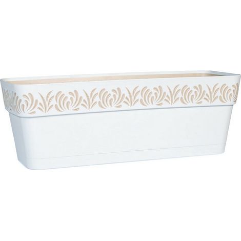 Stefanplast – Vase Gaia Rett – Résistant au gel – Réserve d'eau intégrée – Eau blanche 50 cm – Pour espaces extérieurs