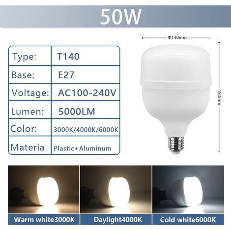 (50W, lumière blanche froide 6000K) 3 ampoules LED ultra-lumineuses, pour l'éclairage du salon. (1/3)