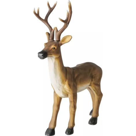 Cerf Hermann Boltze H 103 cm en argile marron – grande décoration de Noël réaliste (1/5)