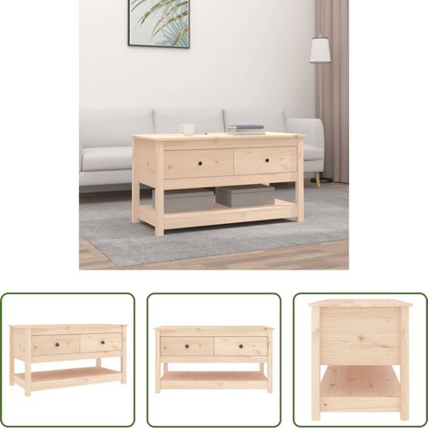 Table basse bois massif -  Table basse 102x49x55 cm Bois massif de pin (1/5)