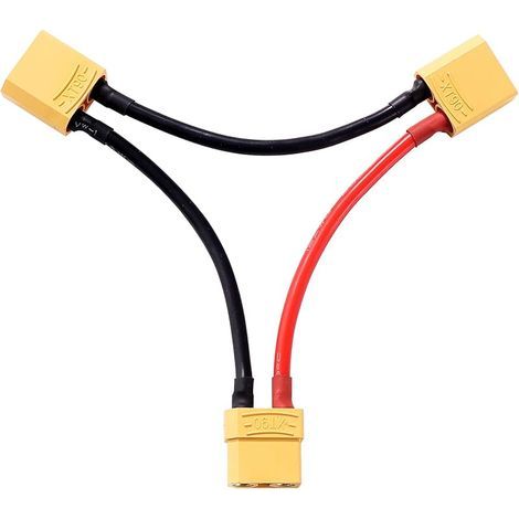 XT90 Connecteur Câble Batterie Série, XT90 Câble Adaptateur de Câble Série, Connecteurs de Batterie Série XT90 1 Femelle vers 2 Mâles, avec 12AWG Câble, pour RC Lipo (1/5)